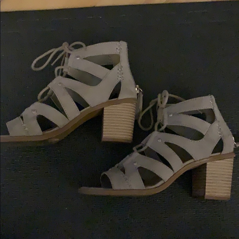 Grey Suede Heeled Sandals